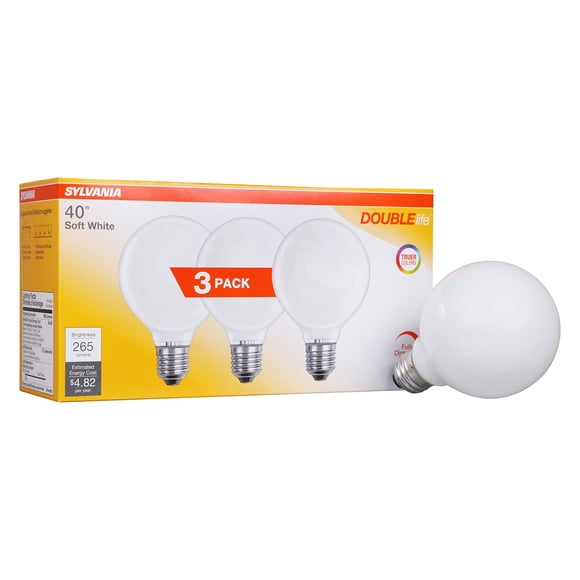 Bombilla incandescente Sylvania de doble vida, G25, 40 W, 265 lm