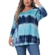 thumbnail image 1 of Agnes Orinda Blusas Casuales de Talla Grande para Mujer con Estampado de Rayas Tie Dye, Cuello en V, Mangas 3/4, Túnica, Talla 1X, Azul Lago, 1 of 8