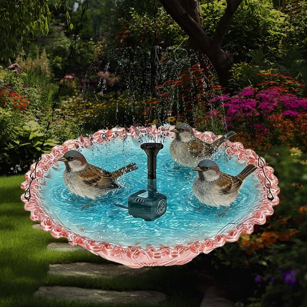 Baño pájaros solar colgante fuente doble aves silvestres colibríes