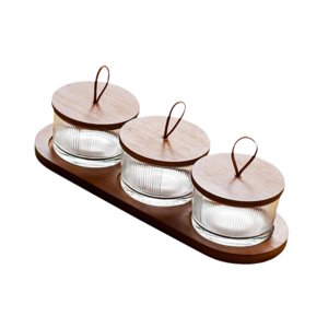 Magideal - Servir Concha Hecho De Madera, Platos Divididos, Vidrio De Postre, Plato Doméstico, Platos Para Servir, Bandeja De Fruta Dividida Hecha De Vidrio Para 3 Cuadrícula