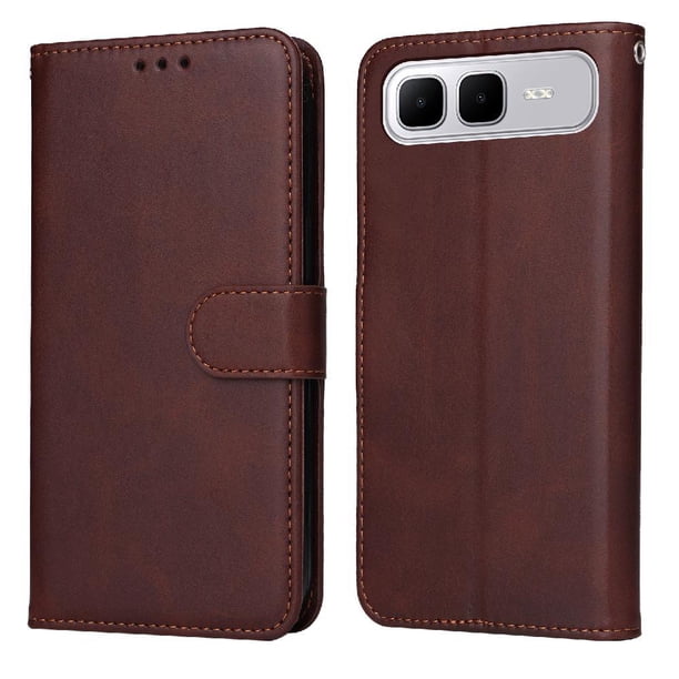 Funda Billetera para Infinix Smart 10 Plus con Porta Tarjetas y Soporte Ajustable Marrón