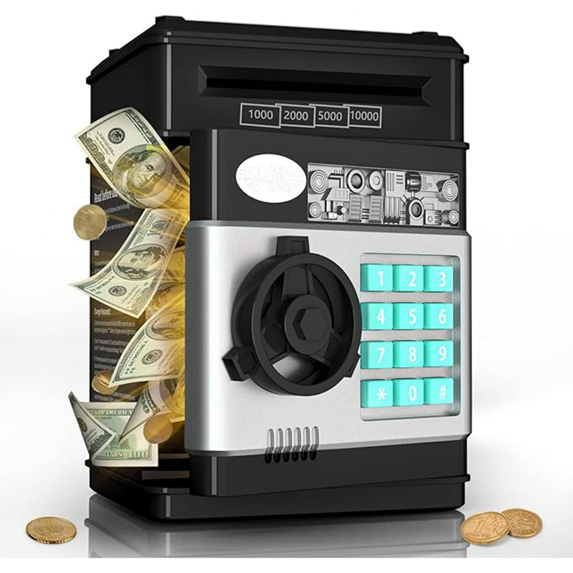 Veat00l - Alcancía Para, Banco De Dinero Con Contraseña/lindo Mini Cajero Automático, Caja De Seguridad Para Dinero En Efectivo, Gran Y Práctico Regalo De Cumpleaños Para Niños Y Niñas