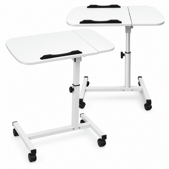 Mesa Auxiliar Regulable con Ruedas para Notebook Blanca