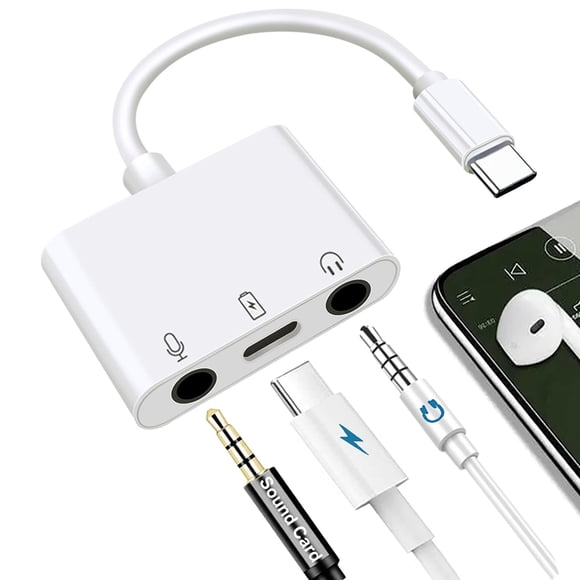 Adaptador Usb C A Micrófono Y Auriculares De 3 5 Mm Con Puerto De Carga