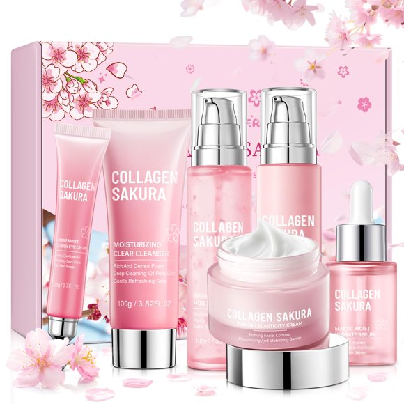 Set de Cuidado Facial mopayzer Colágeno Sakura 6 Piezas Hidratante