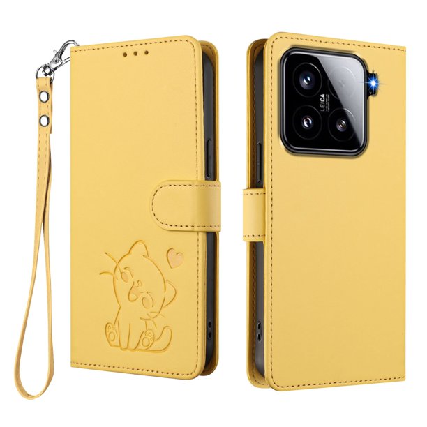 Carcasa Billetera de Cuero Sintético para Xiaomi 15, Amarillo