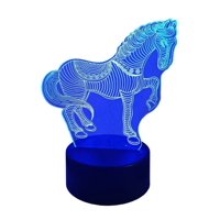 Lelumania - Lampara Ilusion 3D Corcel De 7 Colores, Base Touch