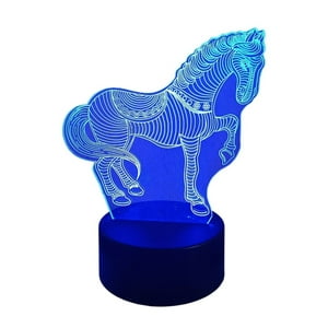 Lelumania - Lampara Ilusion 3D Corcel De 7 Colores, Base Touch