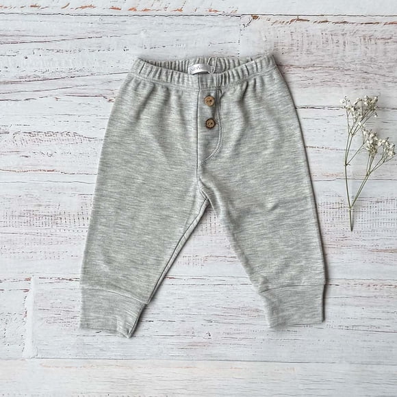 Pantalón Dinos Gris Algodón Pima - Talla 3-6 meses