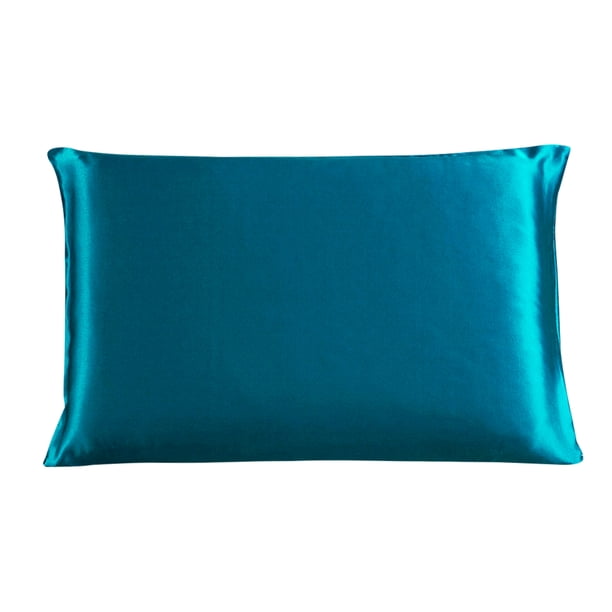 PiccoCasa Funda de Almohada de Seda de 19 Momme para Almohada de Viaje, Azul Pavo Real, 14"x20"
