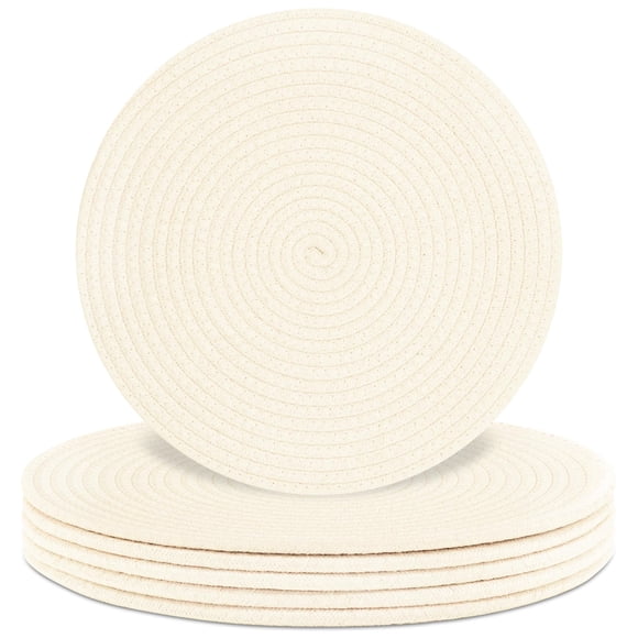 Mantel individual Jukercici de cuerda de algodón 33 cm, paquete de 6, color crema