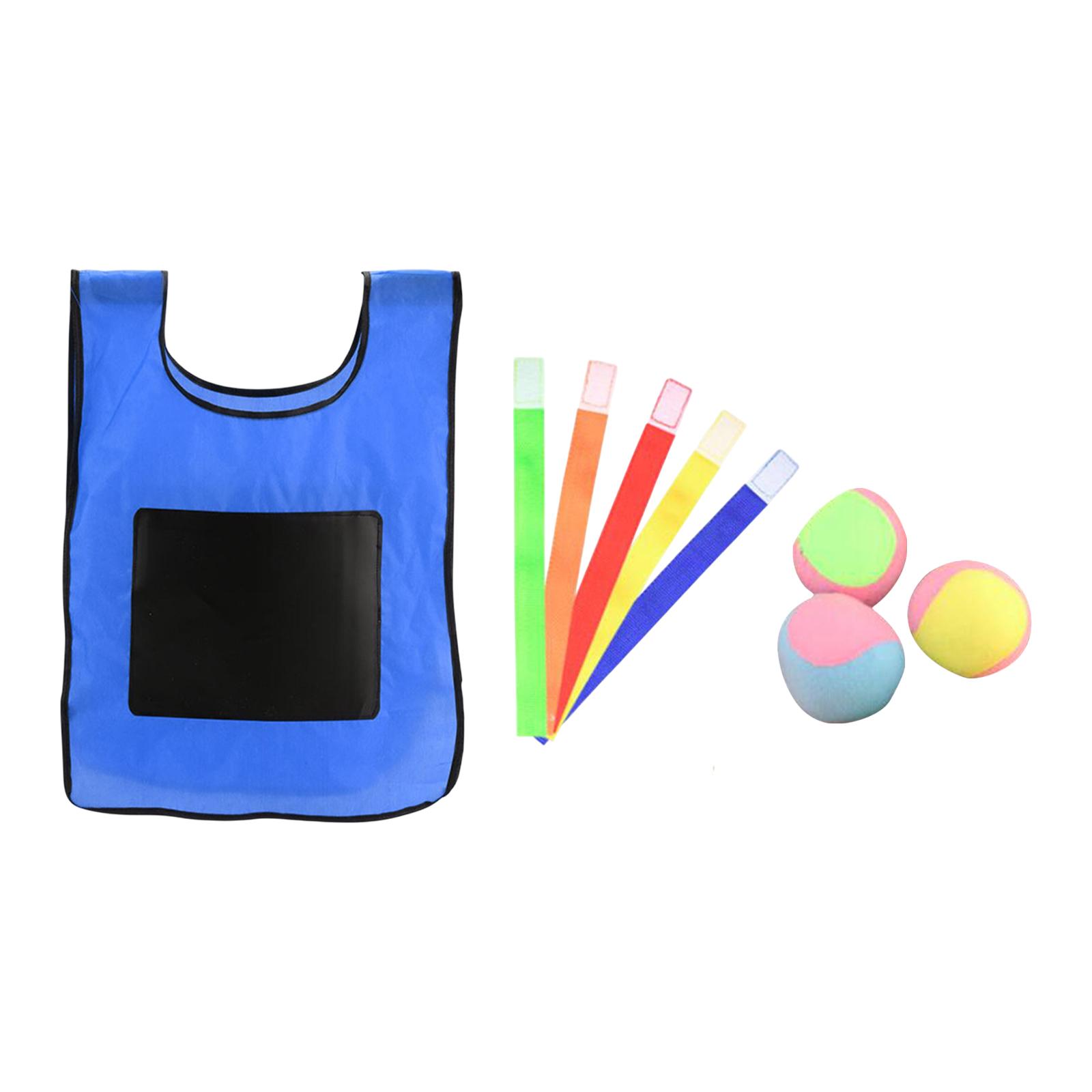 Magideal - Juego De Dodgeball Con 3 Bolas Adhesivas, Accesorios Para Juegos De Deportes Al Aire Libre, Juego De Lanzamiento, Chaleco De Pelota Pegajosa, Juego De L Azul