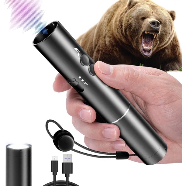 E EYAFA Bocina de Aire Electrónica de Oso, Silbato Recargable de 120 dB con Linterna para Senderismo y Campamento, Dispositivo de Disuasión de Vida Silvestre y Seguridad de Emergencia, Puede