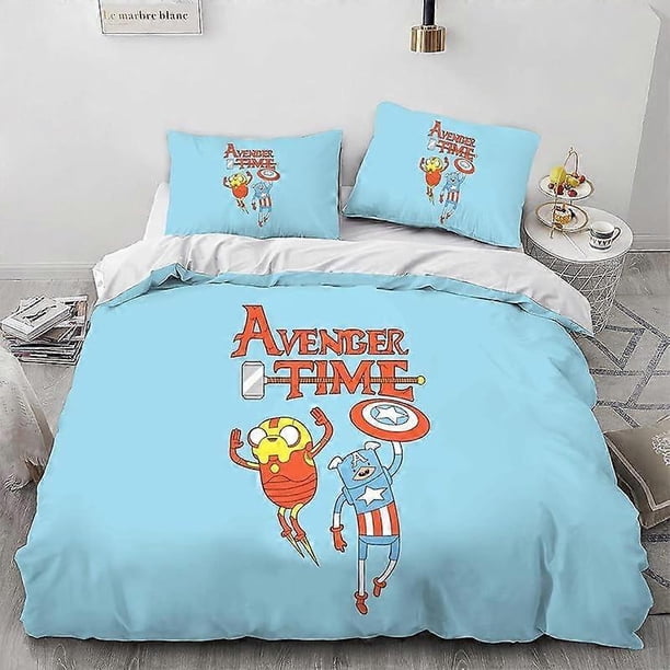 Juego de ropa de cama de Finn de Aventura - Cómodo y ligero. Juego de ropa de cama de 3 piezas con estampado de dibujos animados (disponible en varios tamaños).