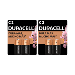 Pila Duracell Tipo C, (4 Pilas, Batería Mediana, Dura Más)