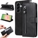 thumbnail image 1 of Funda tipo cartera para Samsung Galaxy A57 5G con bolsillo con cremallera y ranuras para tarjetas – Función de soporte Negro, 1 of 5