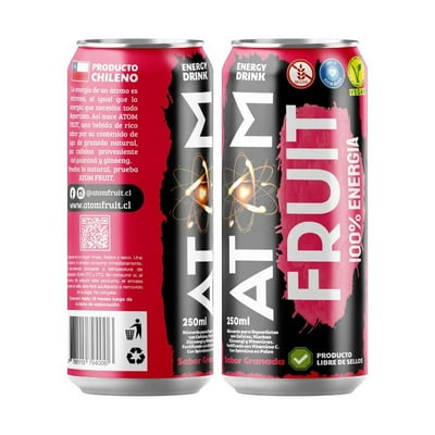 Bebida Energética Granada Lata 250 Ml Atom Fruit