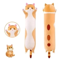 Genérica - Almohada Larga De Peluche Gatito Cojin Juguete Suave 70 Cm Amarillo