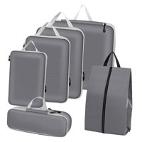 Magideal - 6 X Organizador De Equipaje Bolsas De Almacenamiento De Viaje Artículos Esenciales De Viaje Ropa De Nailon Bolsa De Lavandería Malla Cremallera Organi Gris