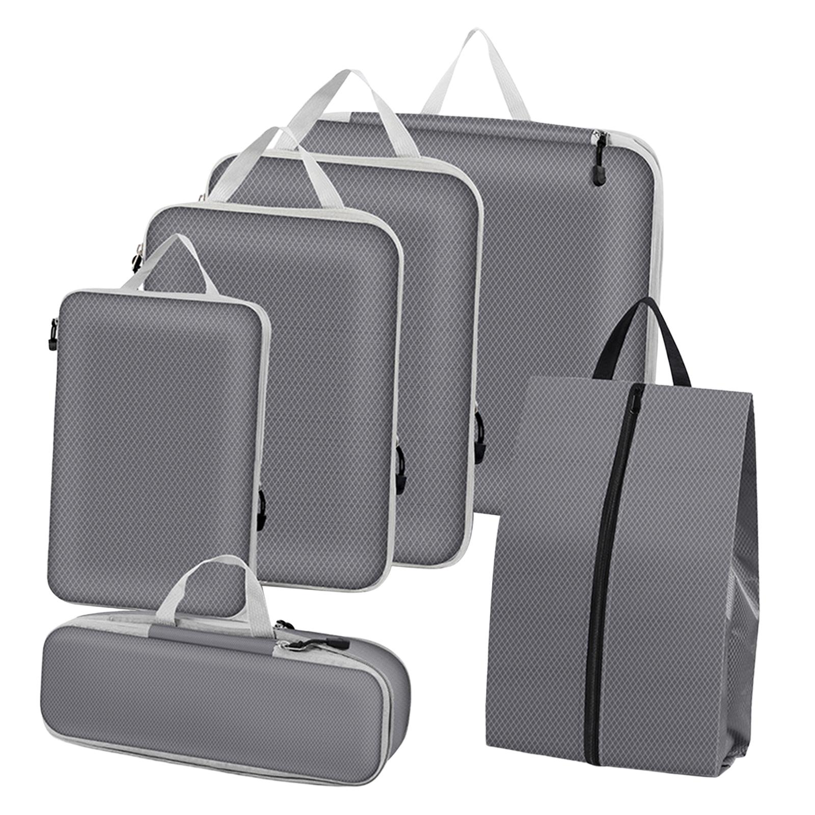 Magideal - 6 X Organizador De Equipaje Bolsas De Almacenamiento De Viaje Artículos Esenciales De Viaje Ropa De Nailon Bolsa De Lavandería Malla Cremallera Organi Gris