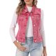 thumbnail image 1 of INSPIRE CHIC Chaleco de Mezclilla sin Mangas para Mujer Botón Lavado Chaqueta Rojo Ladrillo M, 1 of 6