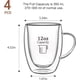 thumbnail image 2 of 4 tazas y jarros de vidrio de doble pared de 350 ml con mango, vasos para Gorapuccino, Latte Macchiato, resistentes al calor, aptos para lavavajillas, para bebidas calientes, té, leche, jugo, helado, 2 of 7