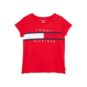 Camiseta Tommy Hilfiger De Manga Corta Para Niñas, Color Rojo Regal, Talla 5