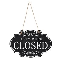 Ioensy - Letrero De Puerta Cerrada Abierta Letrero De Negocios Colgando Madera Para Tienda Pub Restaurante Negro