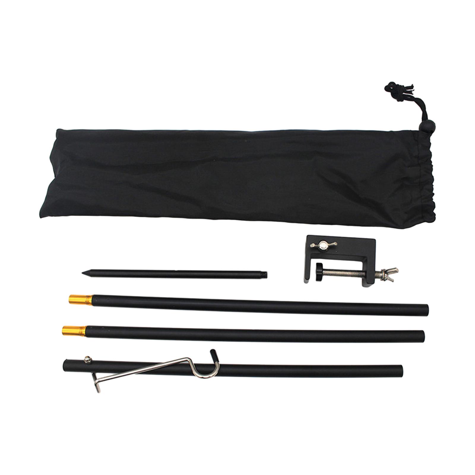 Magideal - Lámpara De Camping, Poste Colgante De Luz, Soporte De Poste, Linterna Plegable Portátil, Soporte De Lámpara, Gancho Para Viajar, Jardín, Barbacoa Al Negro