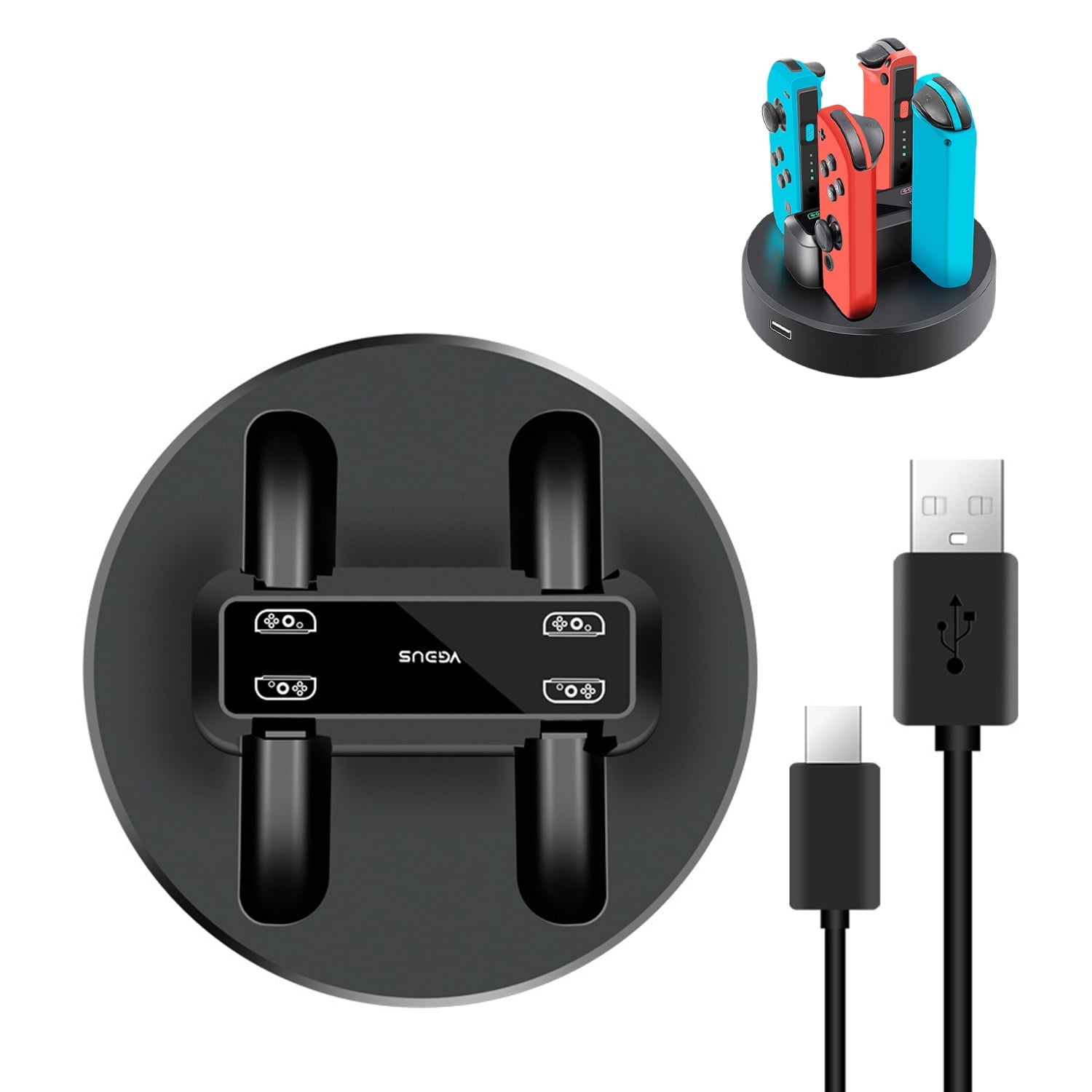 Estación De Carga Aaronmei Gns-620 Para Mandos Joy-cons Y Consola Nintendo Switch