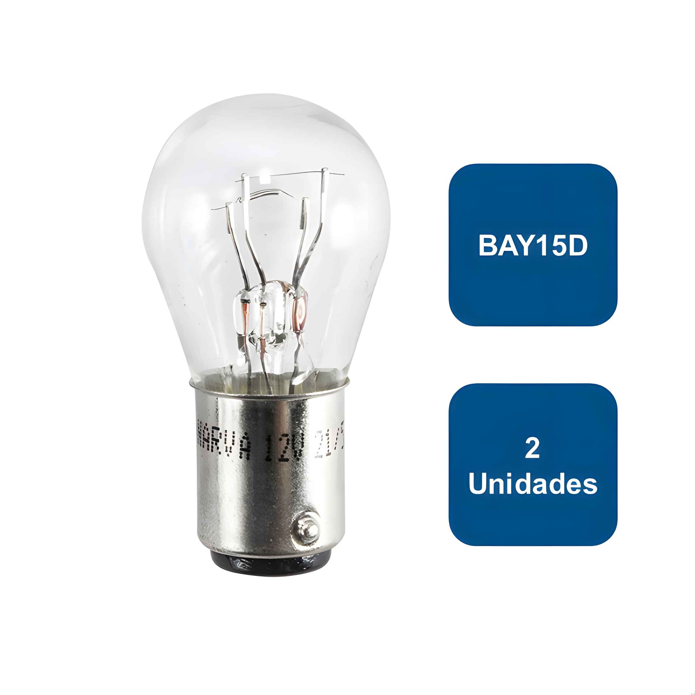 Ampolleta 12V Para Automovil Globo Grande 2 Contactos Bay15D 21/5W 2Un. - Rukafe Basics