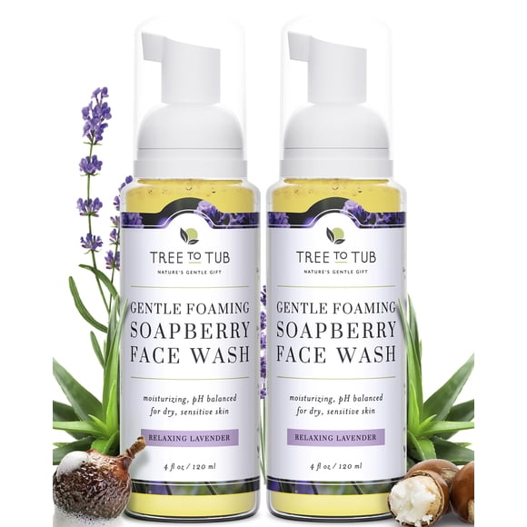 Limpiador facial de árbol a tina para piel sensible con aloe vera y lavanda