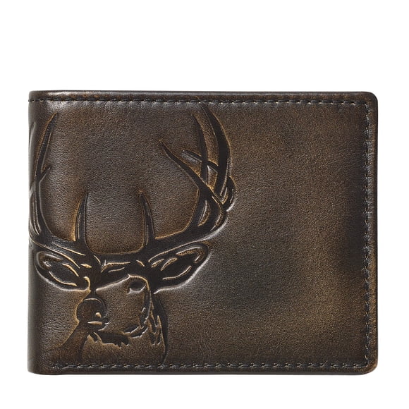 Cartera plegable House de Jack Co. Deer para hombre, cuero negro