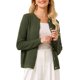 thumbnail image 1 of INSPIRE CHIC Chaqueta de punto con botones para mujer, cuello redondo, manga larga, tejido acanalado, 2XL Verde militar, 1 of 5