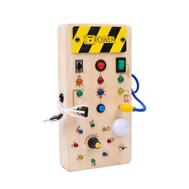 Tablero sensorial de madera LED, Tablero ocupado LED, Interruptor de luces de juguetes Montessori Tablero ocupado, Interruptor de botón de tablero , patrón de nota