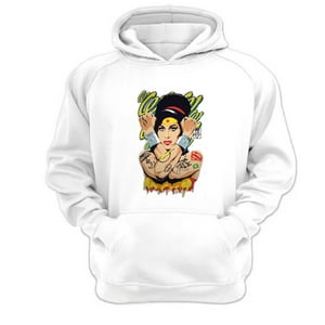 Genérico - Polerón Canguro Amy Winehouse Blanco Talla Xl Unisex