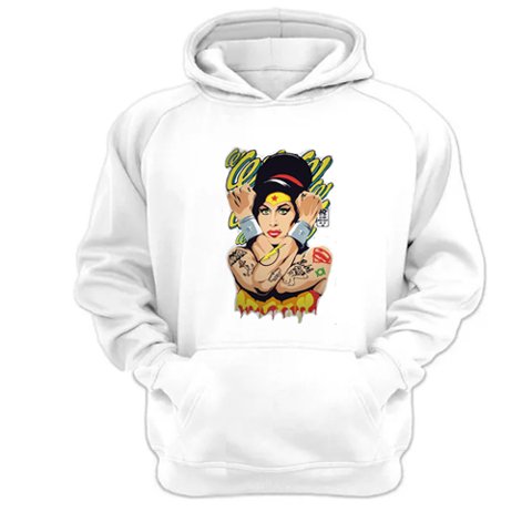 Genérico - Polerón Canguro Amy Winehouse Blanco Talla L Unisex