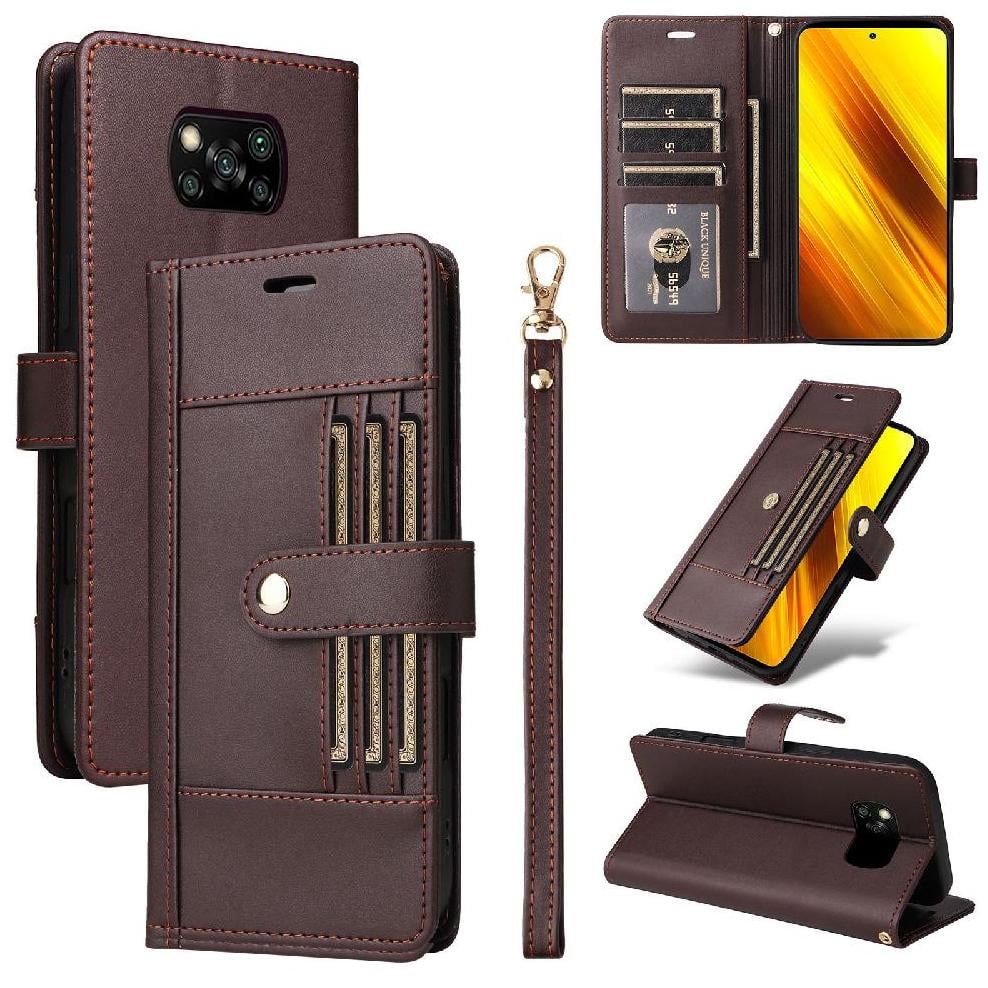 Foxdock Funda Tipo Cartera Para Xiaomi Poco X3/x3 Pro – Cubierta De Cuero Pu Con Múltiples Ranuras, Bolsillo Para Efectivo Y Correa De Muñeca