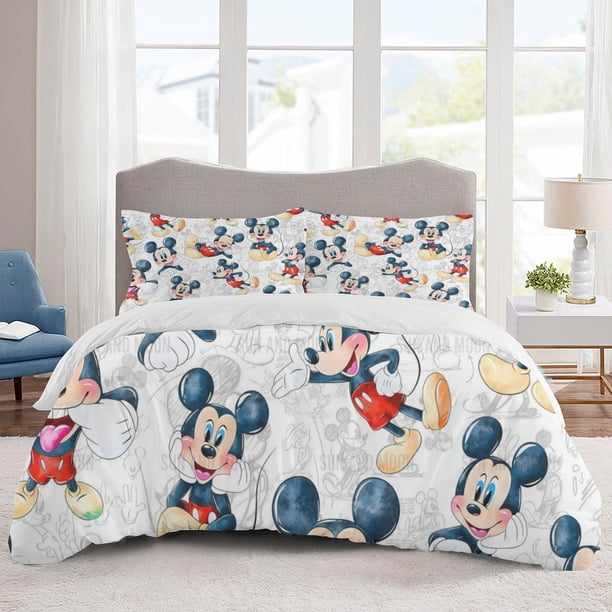 Mickey Mouse Bedding Sets Cartoon Duvet Cover Lightweight 3 Piece Bet Sets for Kids Boys Girls