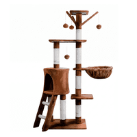 Torre Arbol Rascador Gatos Belugterciopelo Con Casa Y Cuna Color Caqui