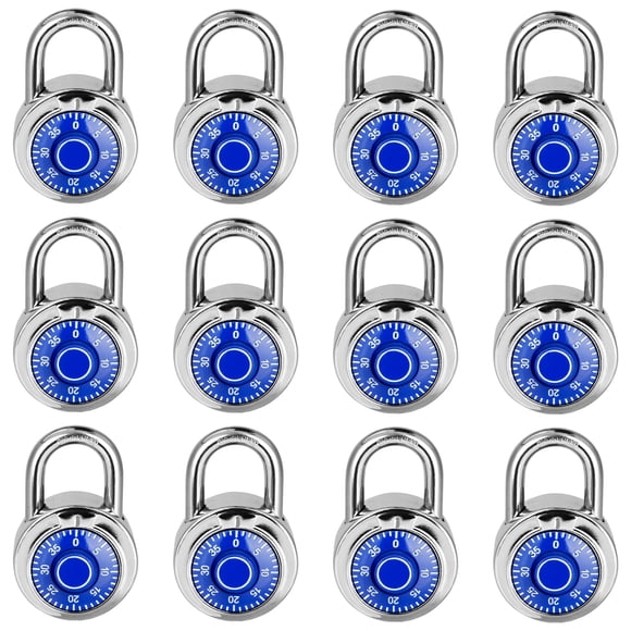 Candado De Combinación Con Esfera Estándar De 3 Dígitos Paquete De 12 Unidades Azul
