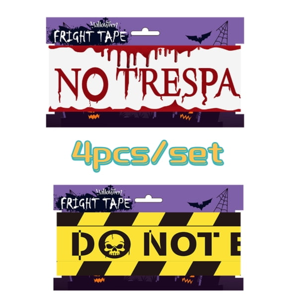 Set/4pcs, Halloween Isolation Belt Family Holiday Party Horror Scene Arrangement Decorative Warning Strip Halloween Decor Supplies