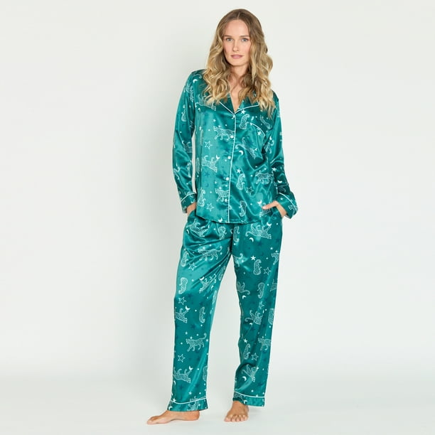 Pijama de Mujer Sport Manga Larga Verde Estampado