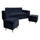 thumbnail image 2 of Sofa Dos Cuerpos Mas Pouf En Felpa Negra, 2 of 3
