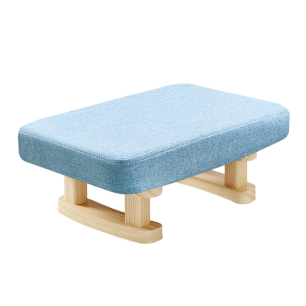 Reposapiés Pequeño Cómodo Reposapiés Con Patas De Madera Para Comedor Sofá Oficina Azul