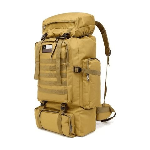Mochila Para Senderismo Belug 80L Tactica Para Campaña Camping Ocre