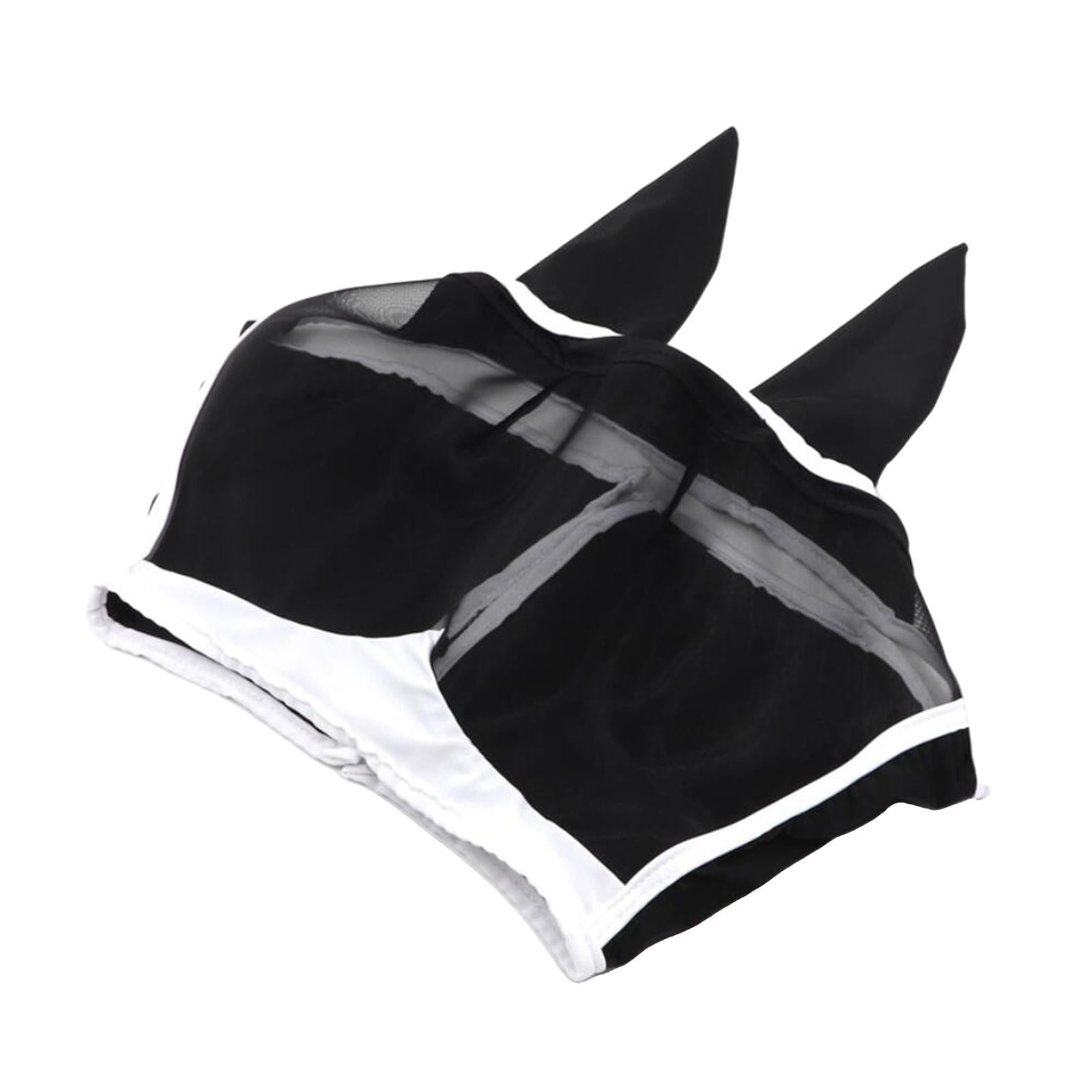 Máscara Suave Y Cálida Para Moscas De Caballo Con Orejas, Protector Facial Completo, Negro