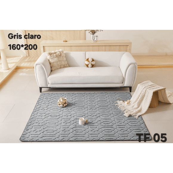 Alfombra Jacquard De Algodon 160x200cm Gris Claro