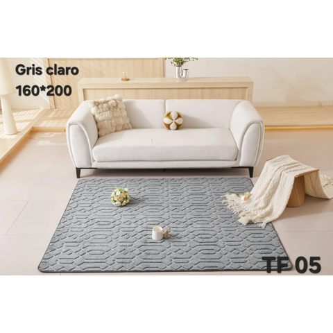 Todostore - Alfombra Jacquard De Algodon 160X200Cm Gris Claro