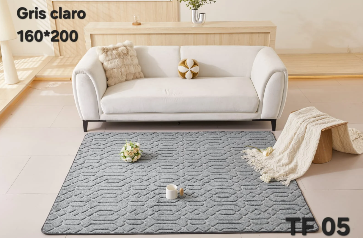 Todostore - Alfombra Jacquard De Algodon 160X200Cm Gris Claro